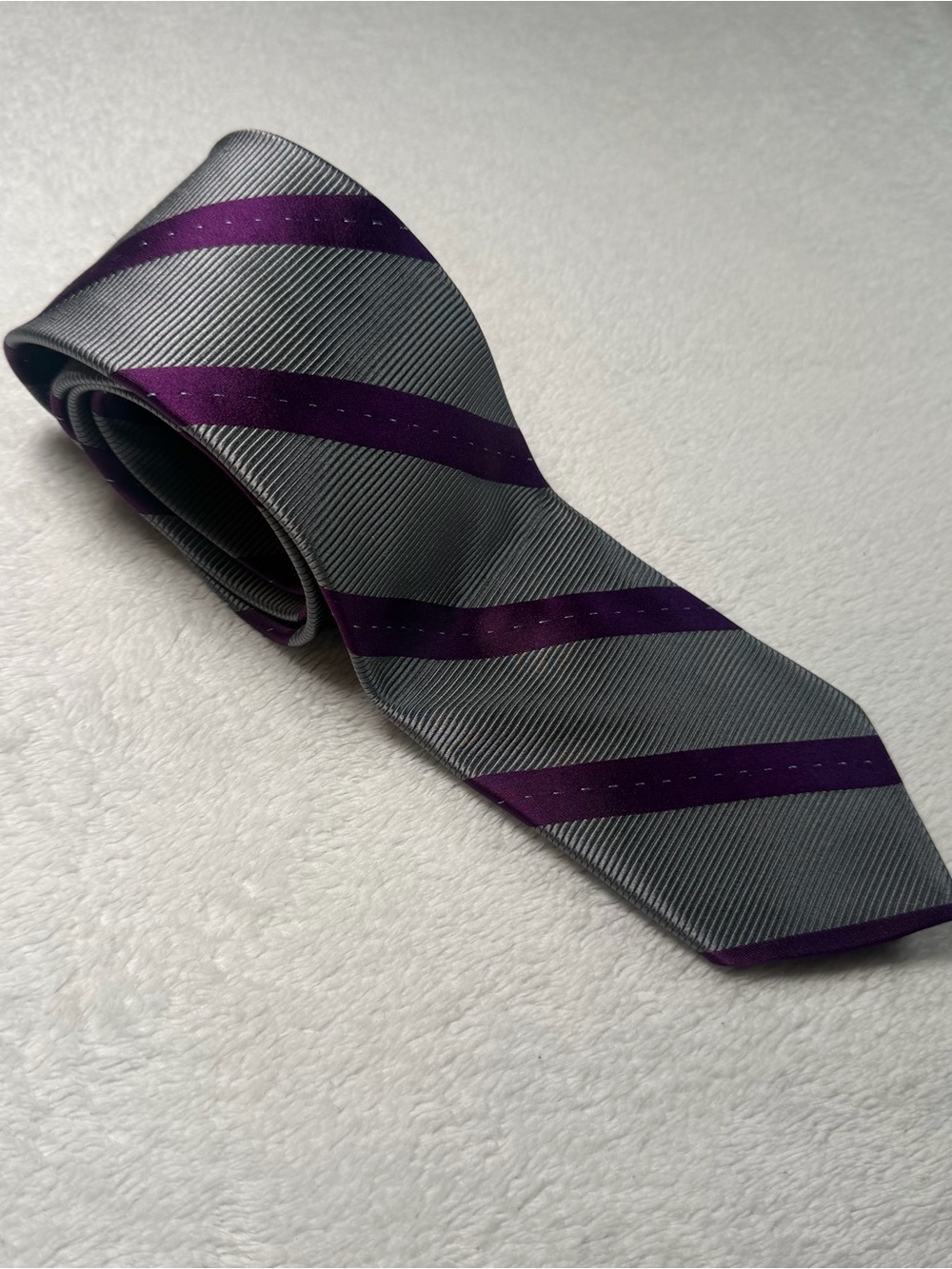 Brooks Brothers 346 Gray and Purple Striped Men's Tie